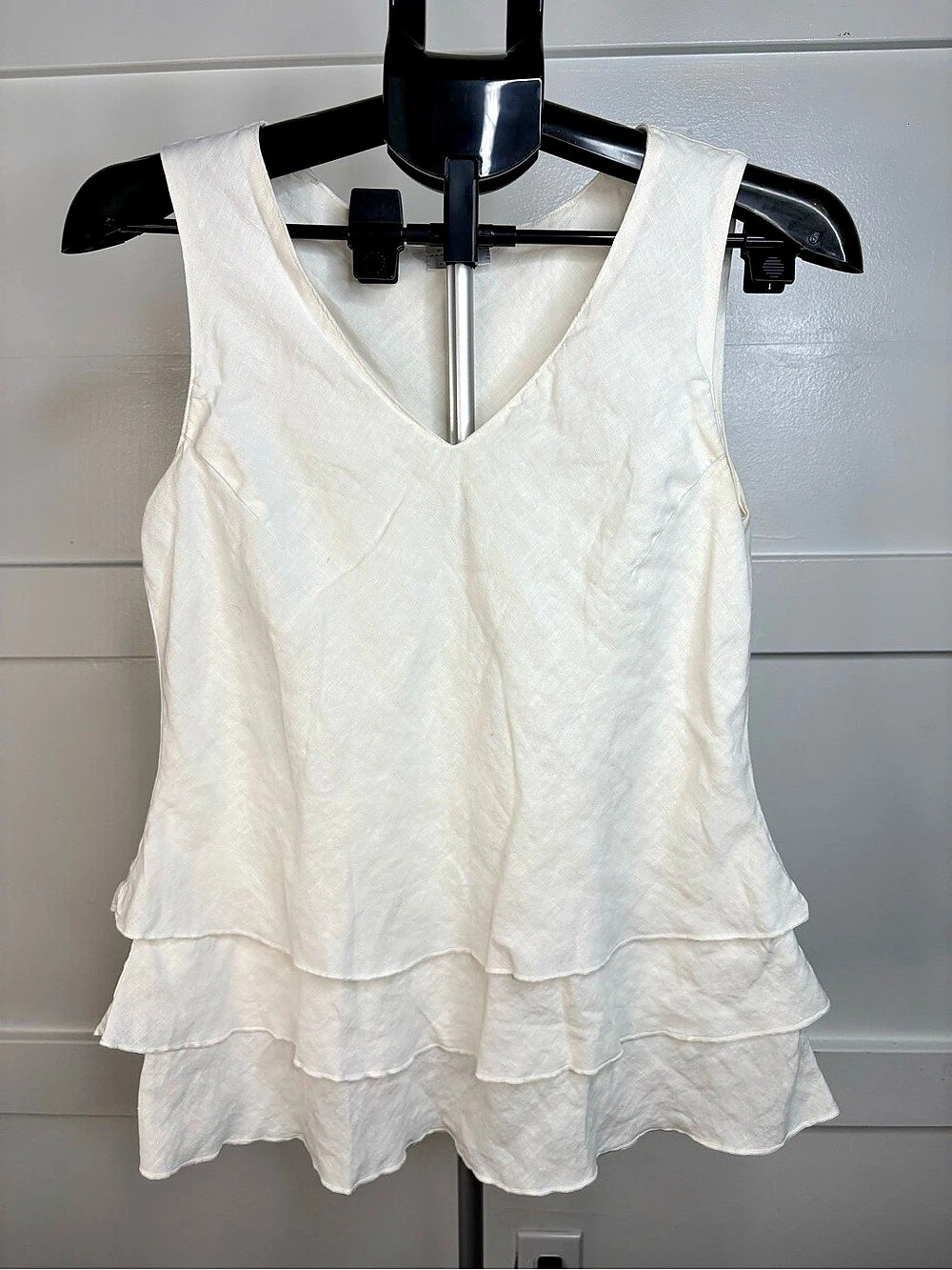 Click by Color Me Cotton Linen Layered Tank Top in White